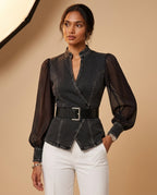 Paloma Women's Lightweight Denim Puff Sleeve Top