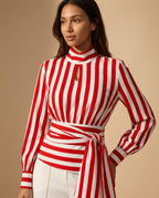 Valentina Women's Striped Belted Peplum Shirt