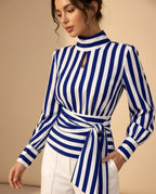 Valentina Women's Striped Belted Peplum Shirt