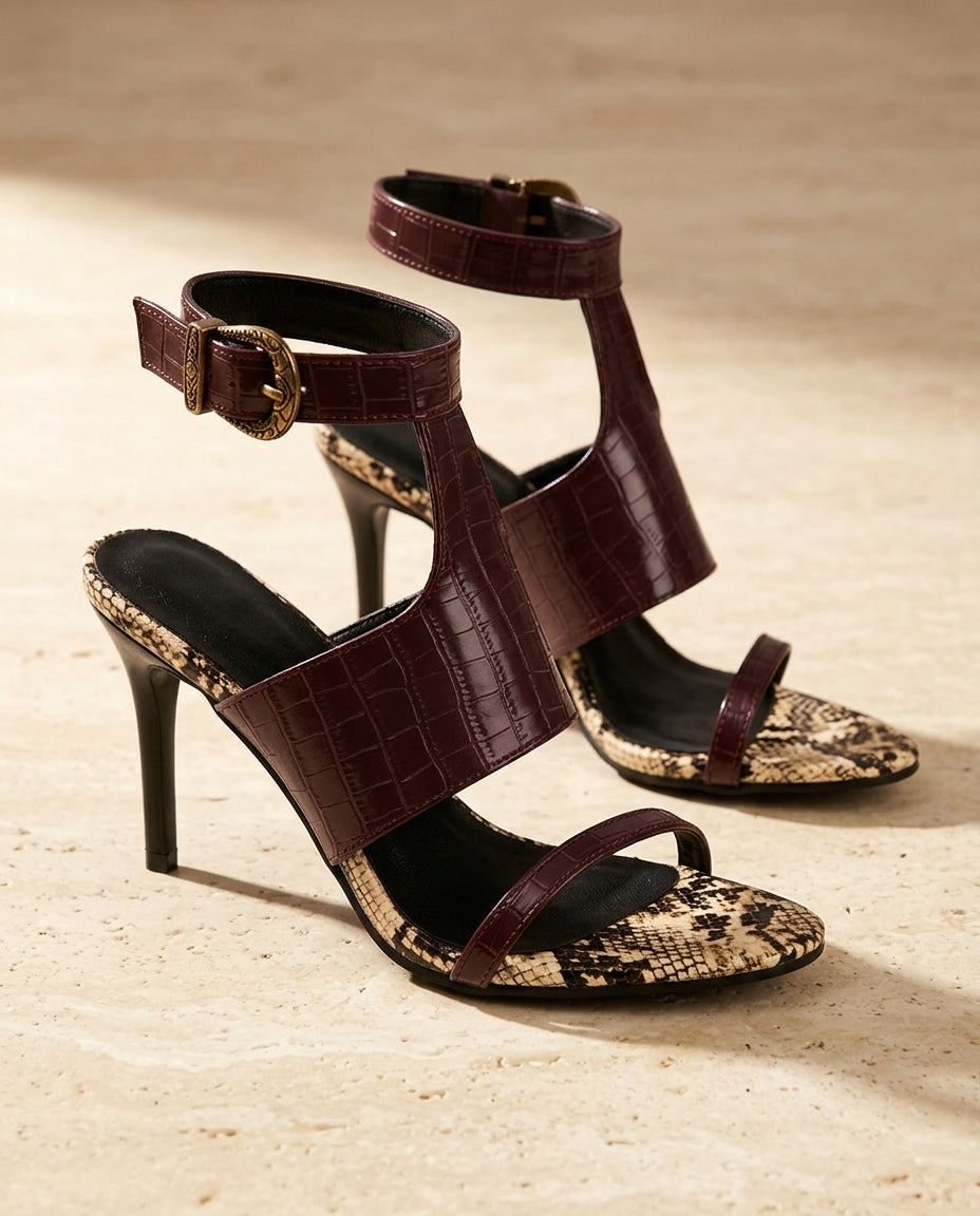 Romy Women's Leather Ankle Strap Heels