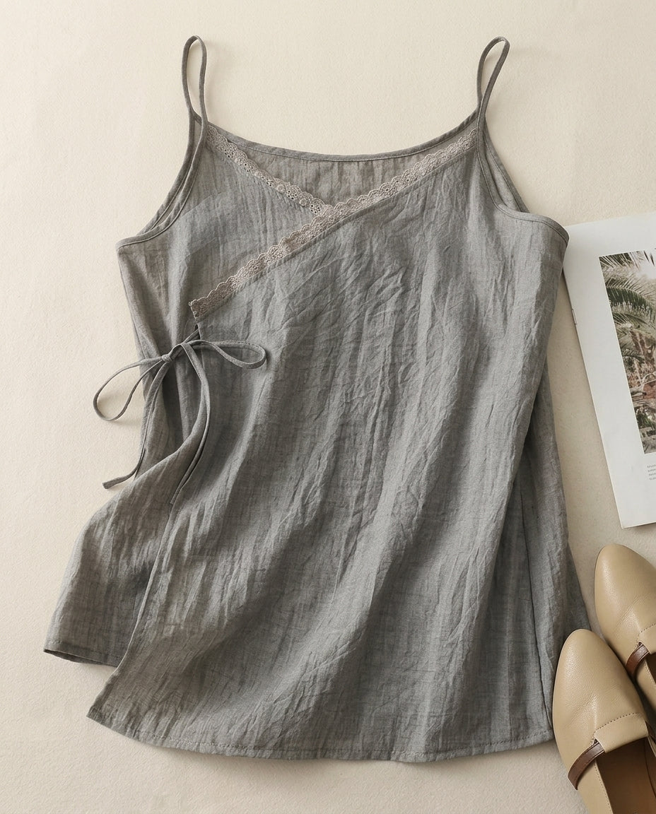 Della Women's Breathable Lace Up Linen Cami