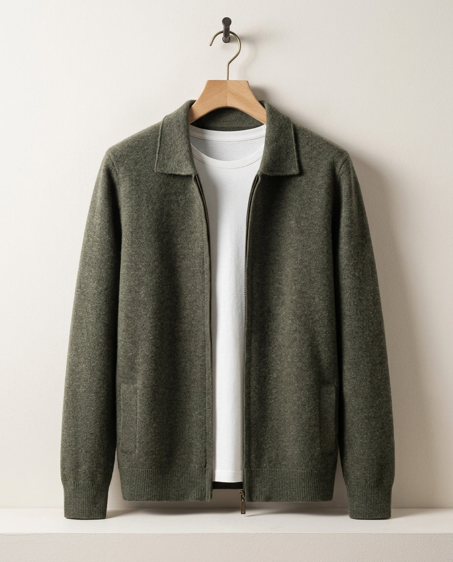 Errol Men's Cashmere Zip Cardigan