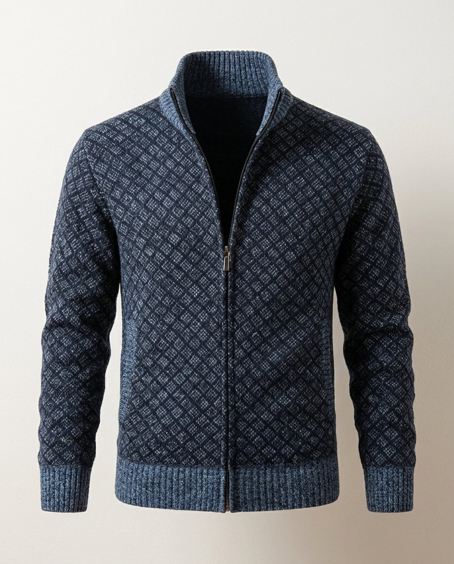 Lane Men's Textured Knit Zip Cardigan