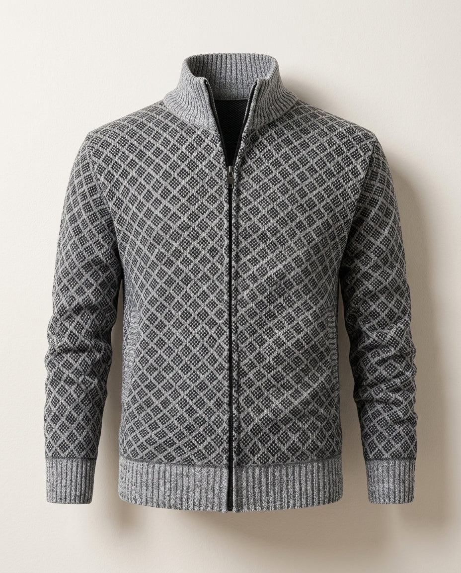 Lane Men's Textured Knit Zip Cardigan