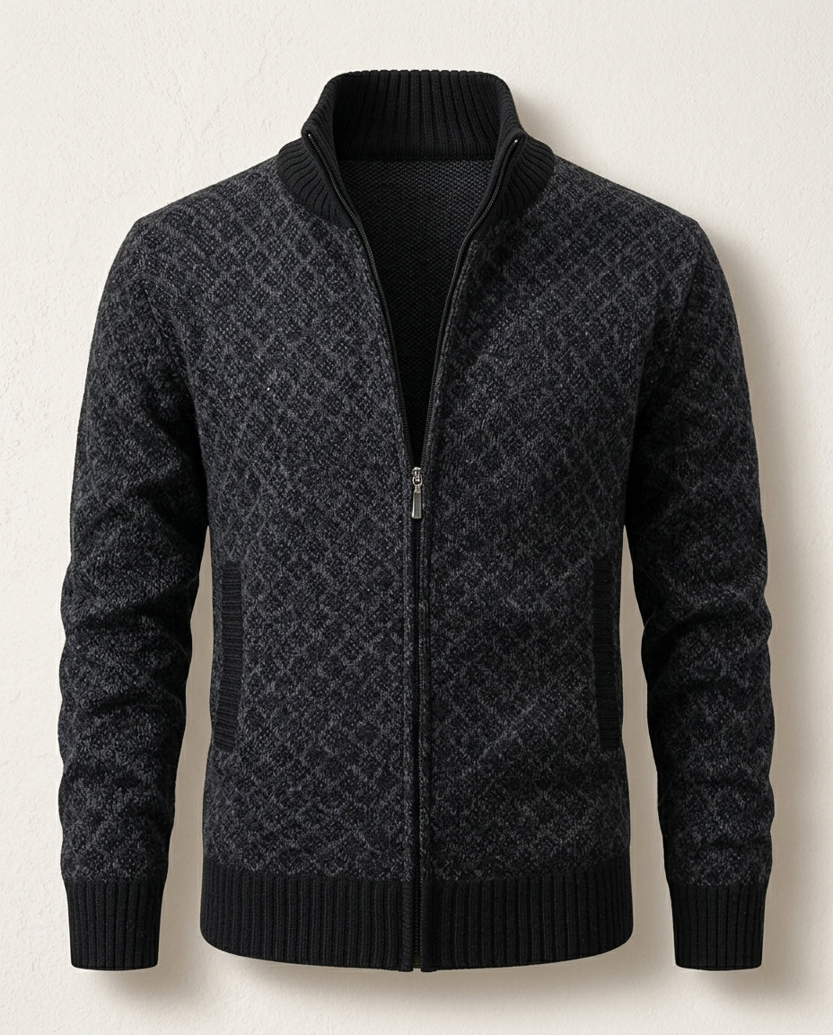 Lane Men's Textured Knit Zip Cardigan