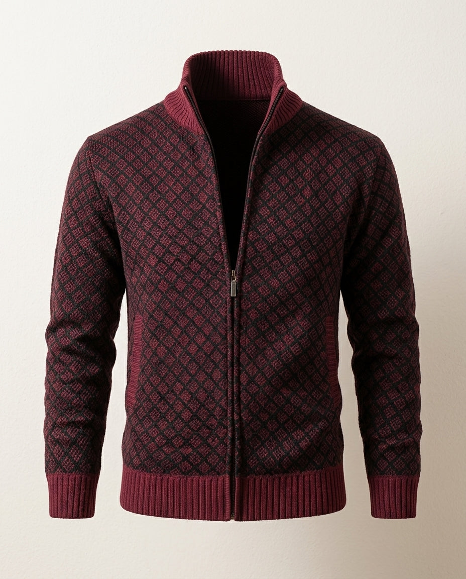 Lane Men's Textured Knit Zip Cardigan