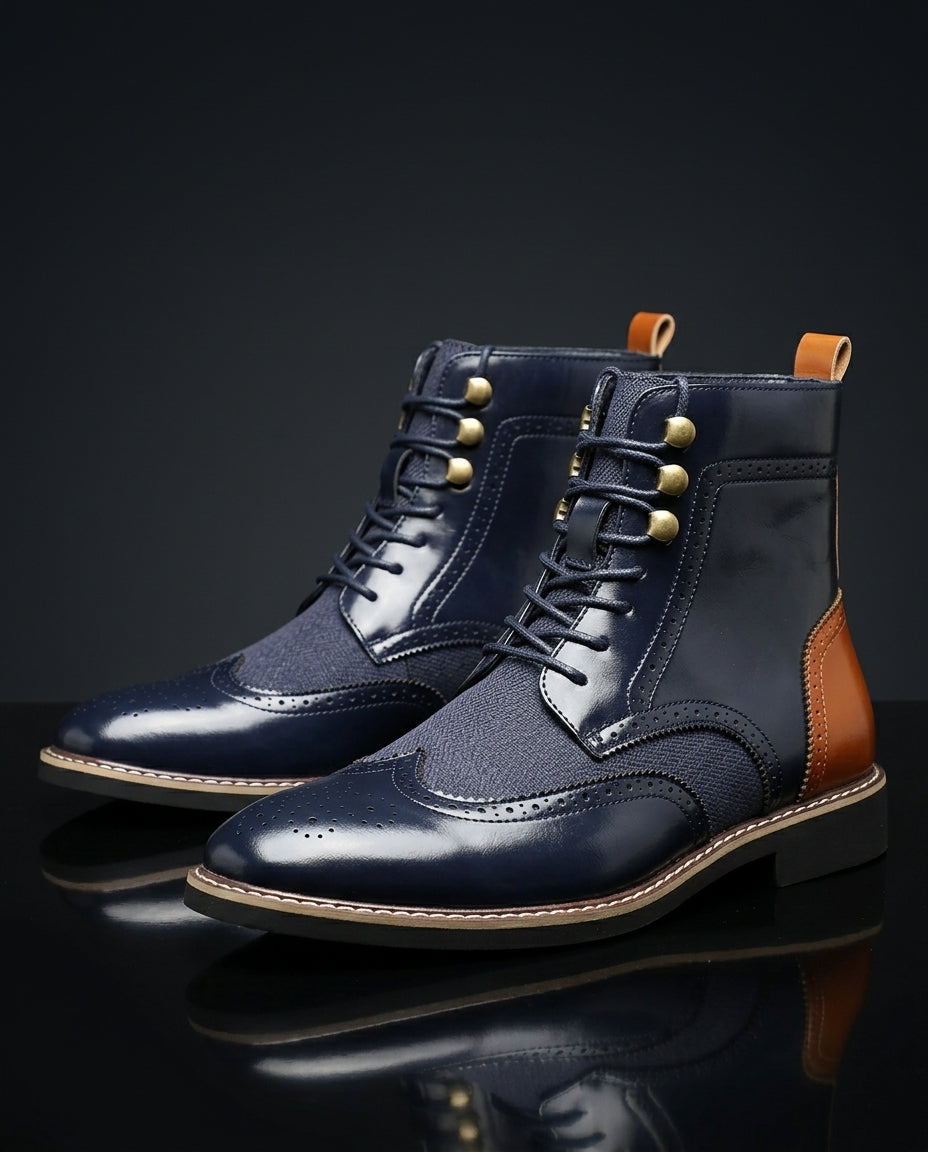 Gage Men's Cushioned Leather Brogue Boots