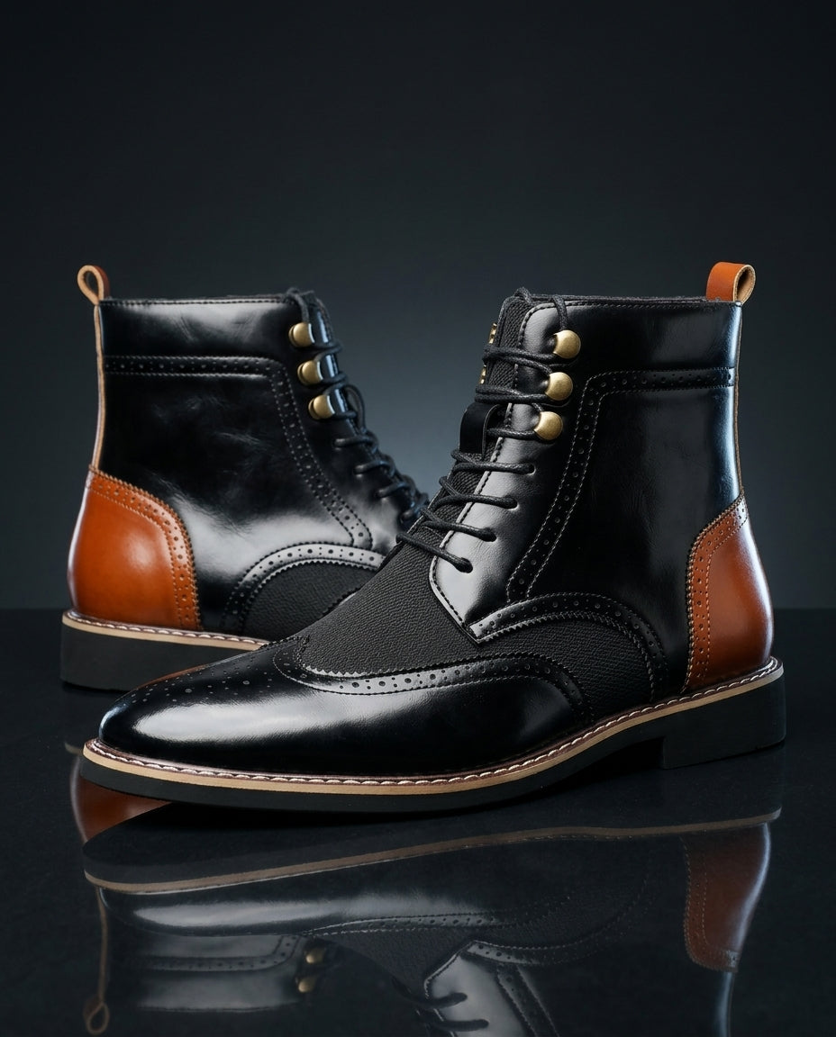 Gage Men's Cushioned Leather Brogue Boots