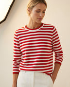 Brigitte Women's Striped Cotton Crew Neck Top