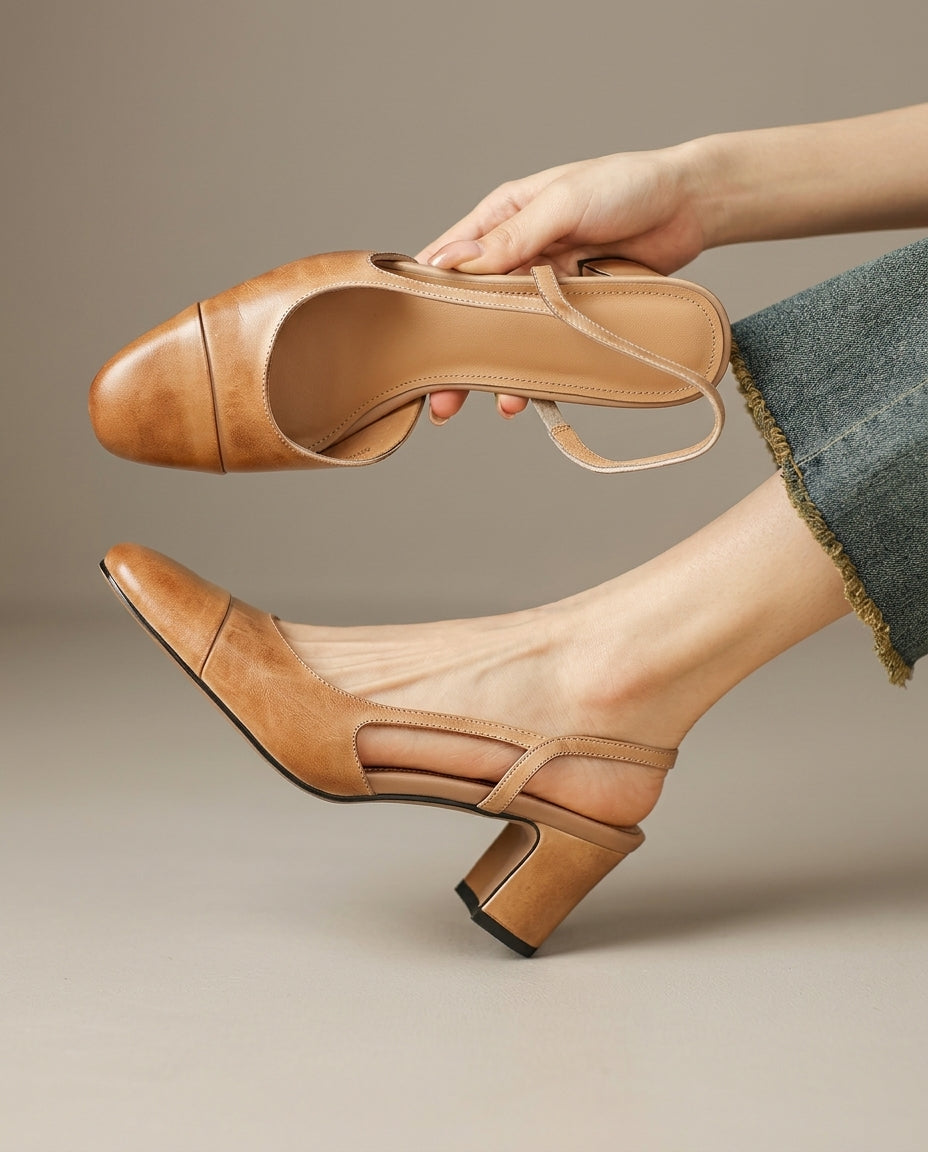 Nina Women's Cushioned Leather Block Heels