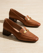 Maeve Women's Cushioned Leather Square Toe Heels