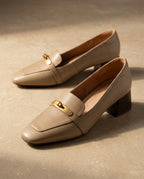 Maeve Women's Cushioned Leather Square Toe Heels