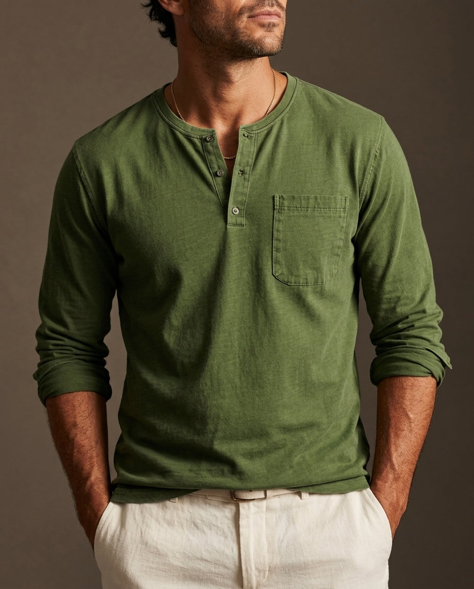 Reid Men's Breathable Cotton Henley Shirt