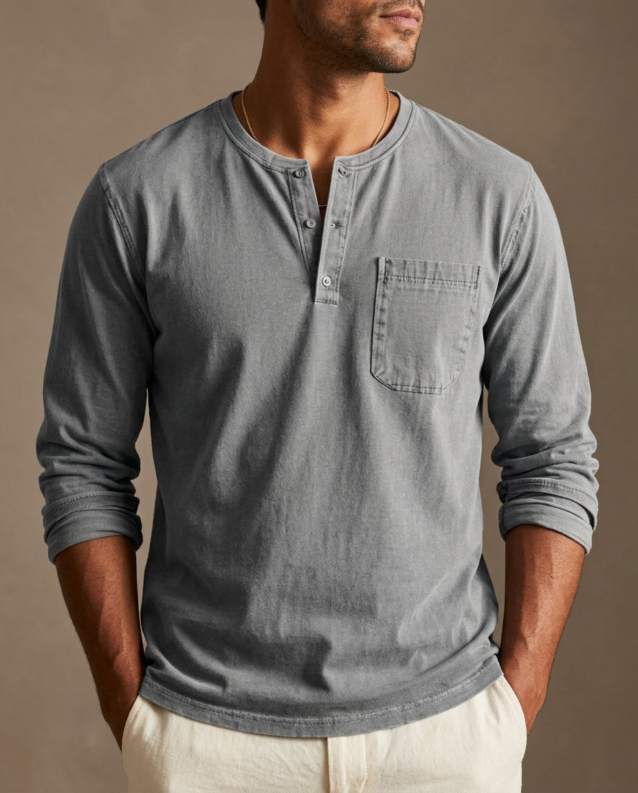 Reid Men's Breathable Cotton Henley Shirt