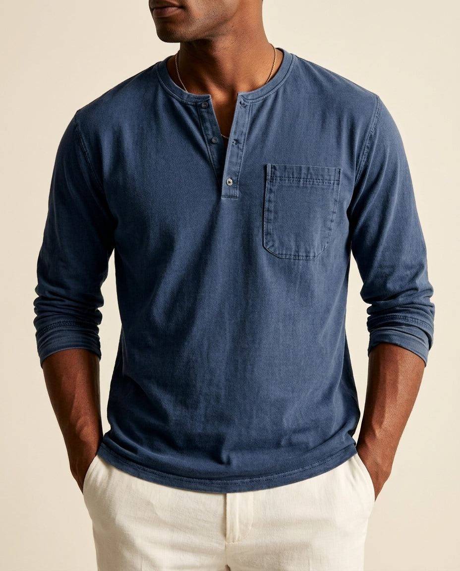 Reid Men's Breathable Cotton Henley Shirt
