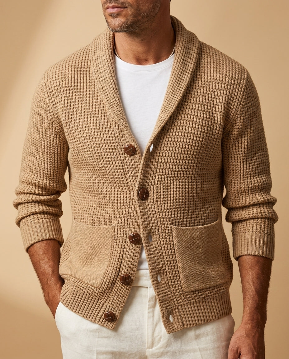 Hadley Men's Breathable Knit Shawl Cardigan