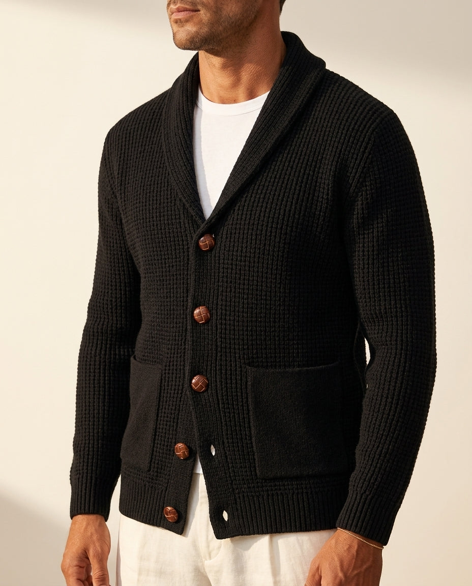 Hadley Men's Breathable Knit Shawl Cardigan