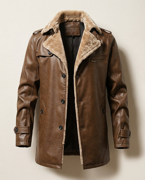 Brenner Men's Faux Leather Patrol Coat