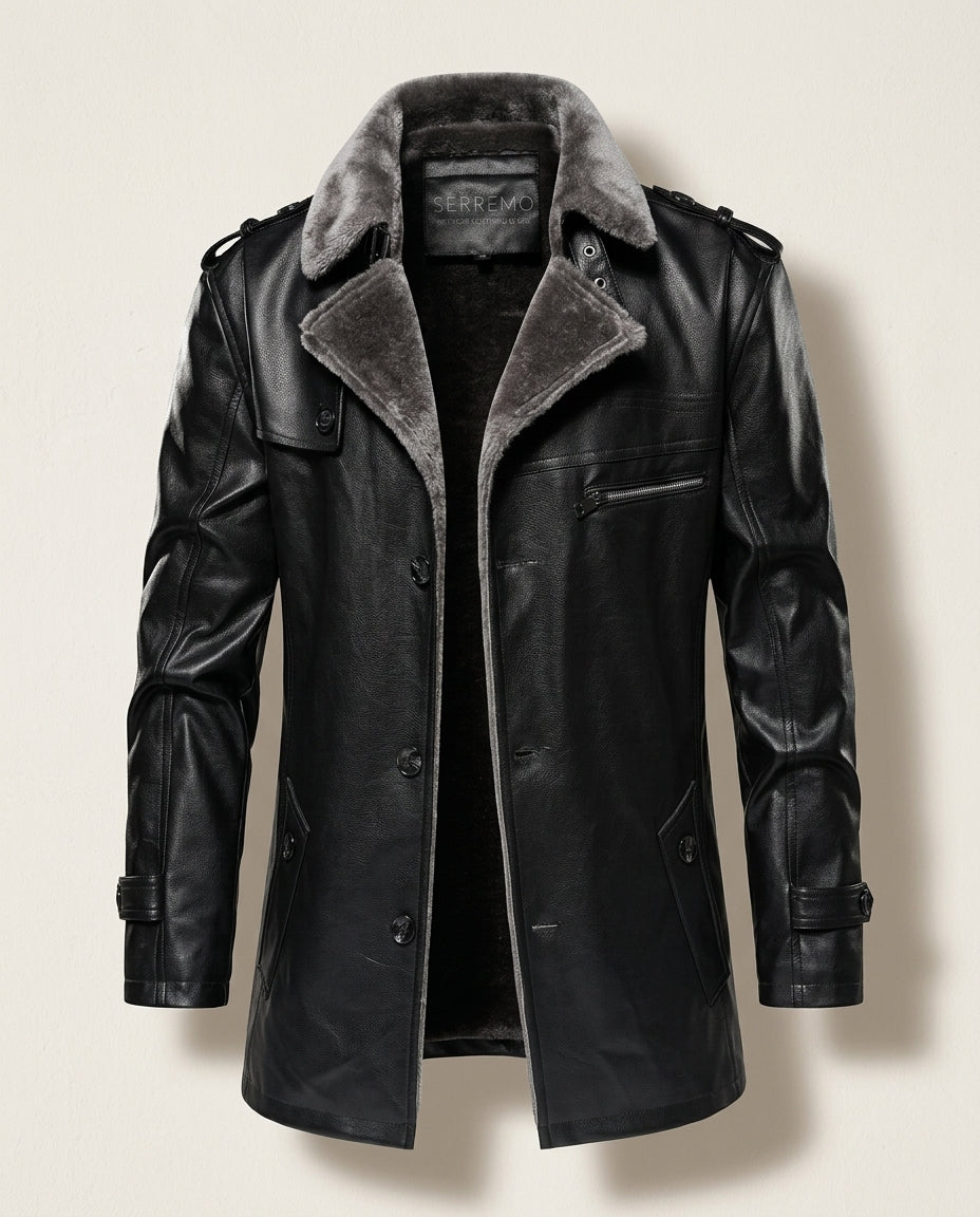 Brenner Men's Faux Leather Patrol Coat