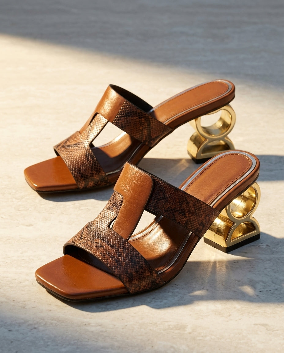 Lottie Women's Orthopedic Snake Print Heels