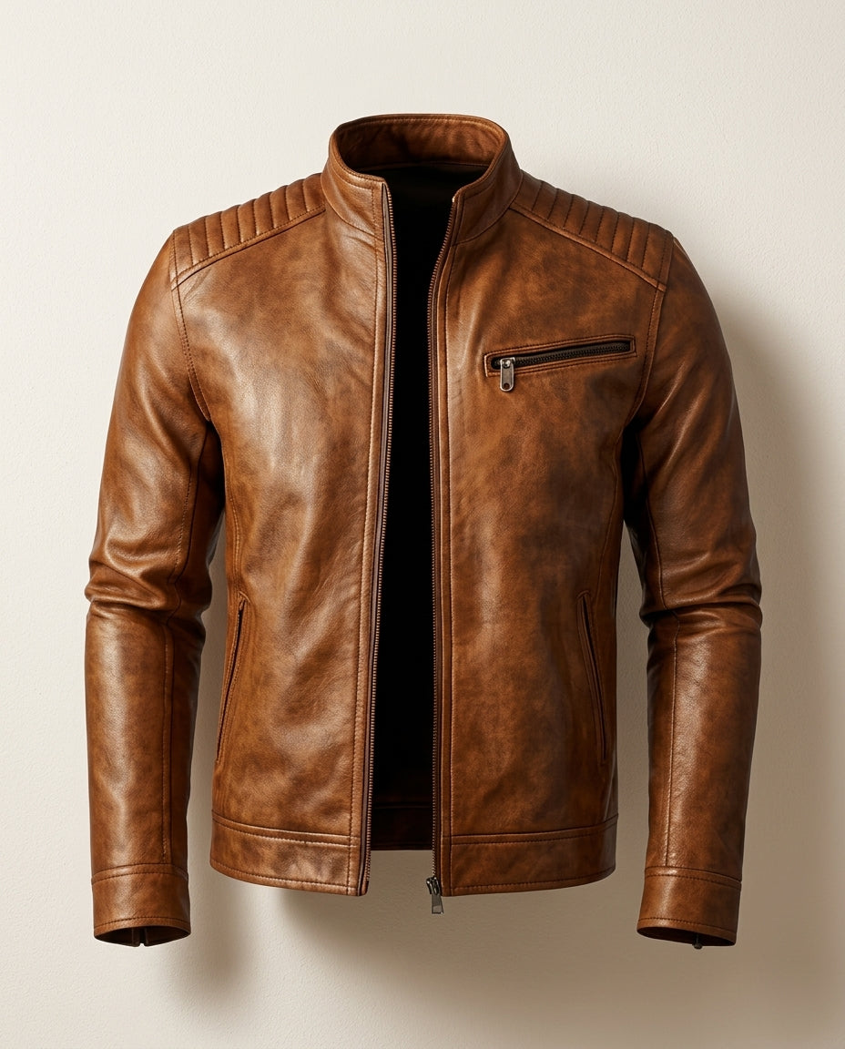Finch Men's Leather Zip Jacket