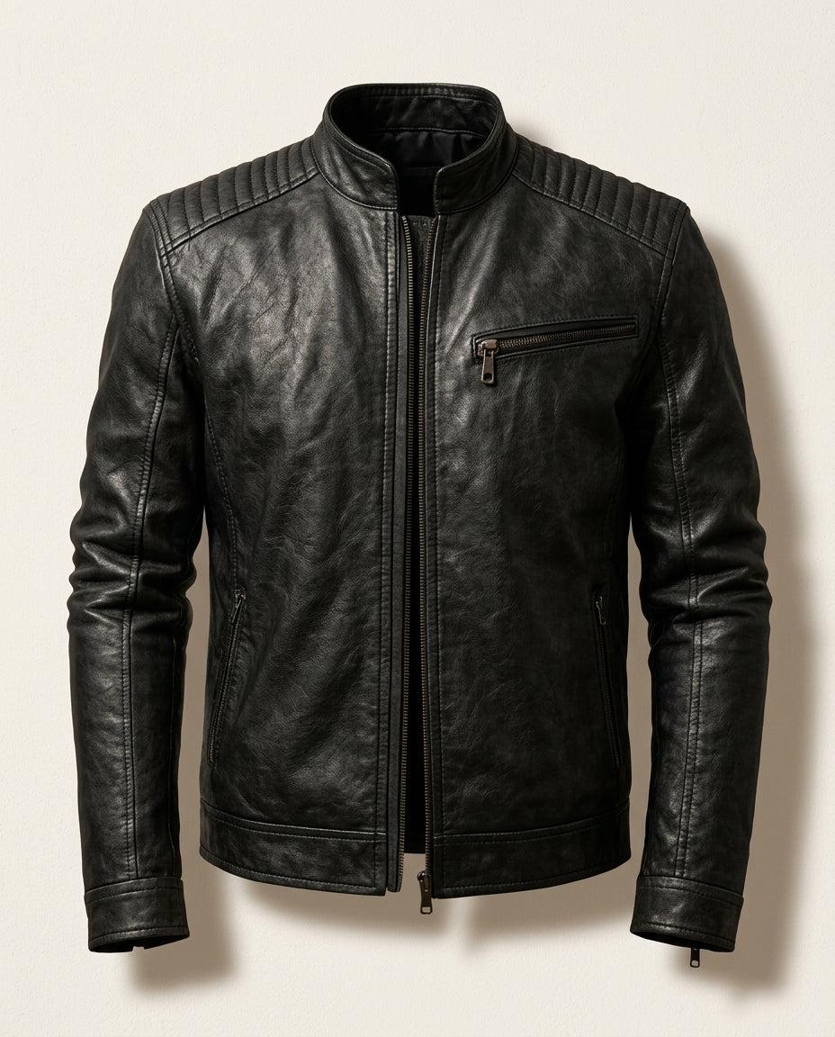 Finch Men's Leather Zip Jacket