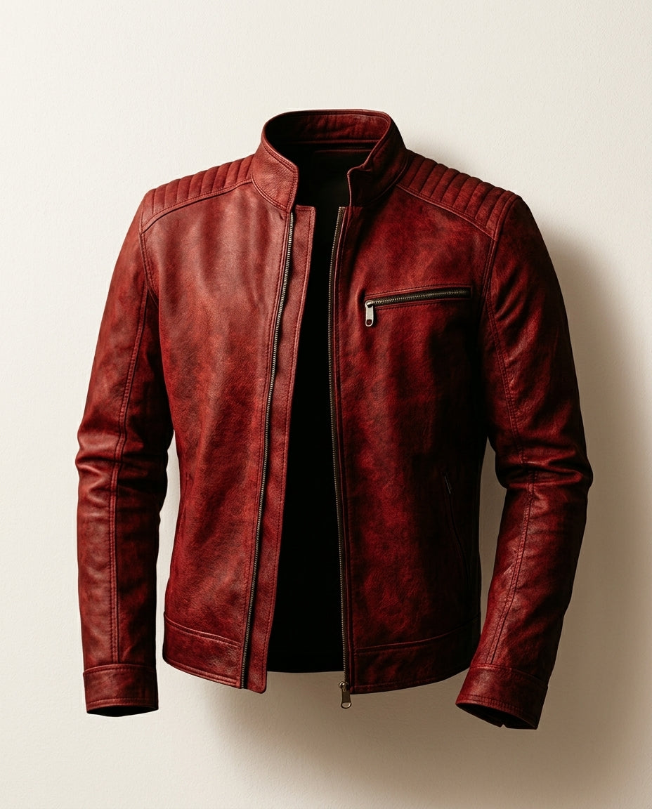 Finch Men's Leather Zip Jacket