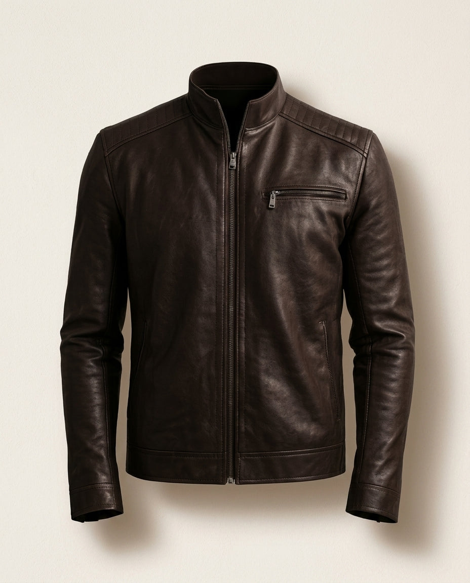 Finch Men's Leather Zip Jacket