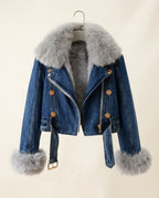 Sloan Women's Fur Collar Denim Jacket