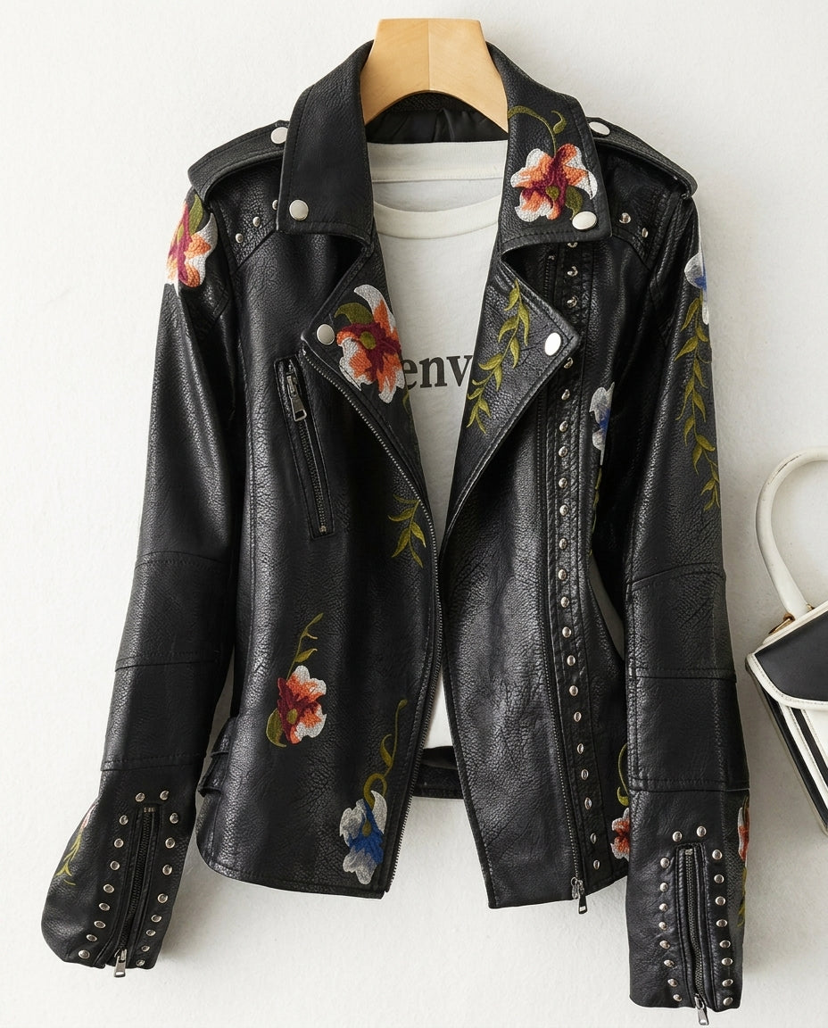 Lourdes Women's Embroidered Leather Jacket