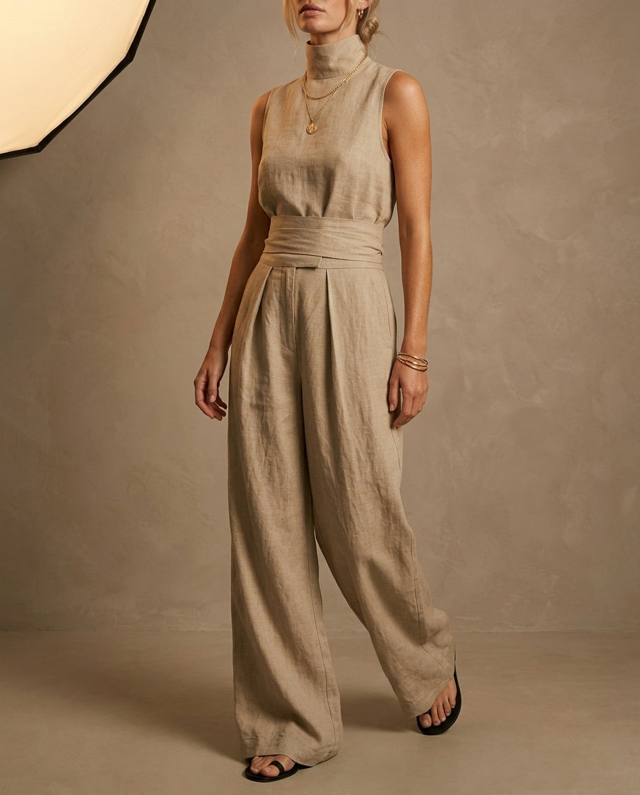 Solene Women's Breathable Linen Two Piece Set