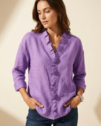 Annick Women's V Neck Ruffle Blouse