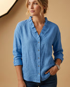 Annick Women's V Neck Ruffle Blouse