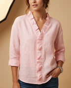 Annick Women's V Neck Ruffle Blouse