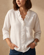 Annick Women's V Neck Ruffle Blouse