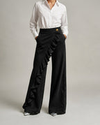 Lux Women's High Waist Ruffle Denim Pants