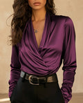 Saskia Women's Satin Wrap Blouse