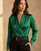 Saskia Women's Satin Wrap Blouse
