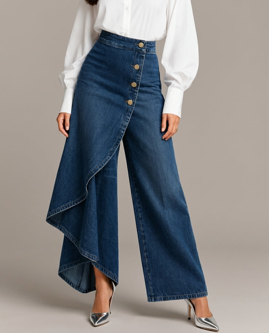 Cosima Women's High Waist Wrap Denim Pants