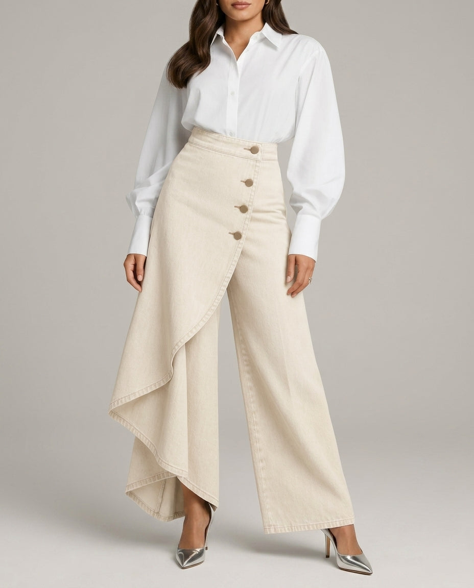 Cosima Women's High Waist Wrap Denim Pants