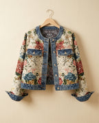 Fleurine Women's Floral Jacquard Crop Jacket