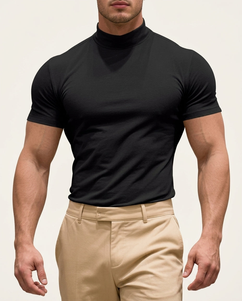 Dane Men's Breathable Slim Mock Neck Tee