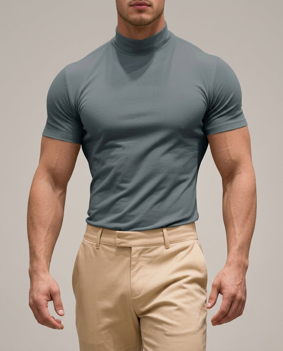 Dane Men's Breathable Slim Mock Neck Tee