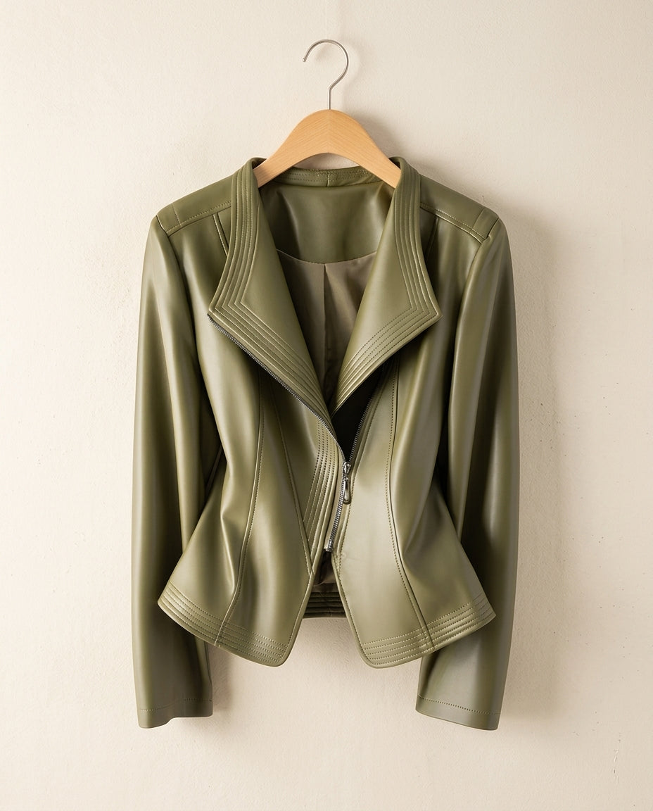 Ondine Women's Sheepskin Leather Moto Jacket