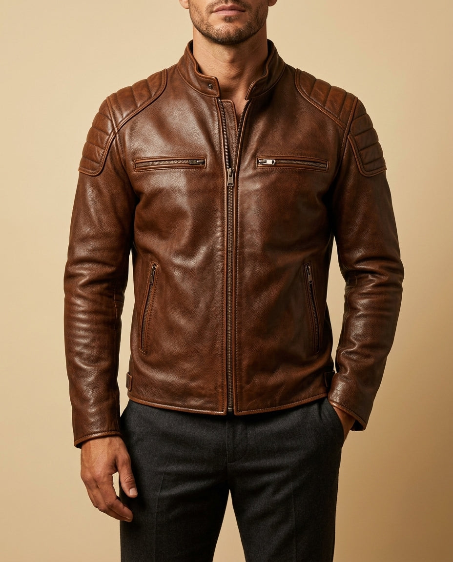 Ronan Men's Leather Moto Jacket