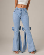 Kimberly Women's Bow Flared Denim Jeans