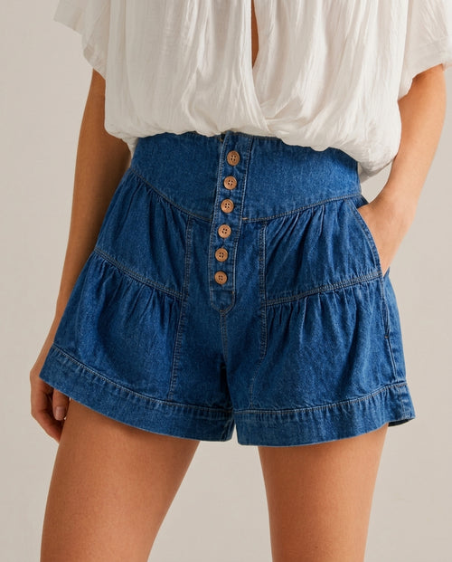 Candice Women's Ruffle Tiered Cotton Shorts
