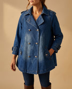 Delphine Women's Denim Cape Trench Coat