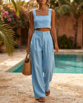 Marlowe Women's High Waist Palazzo Pants Set