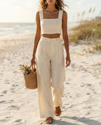 Marlowe Women's High Waist Palazzo Pants Set